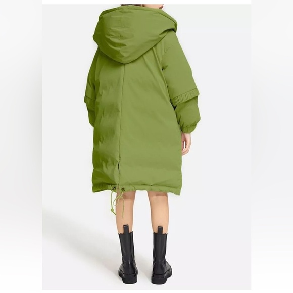 Nap Duck Down Oversized Hooded Puffer Coat Green NEW - Picture 3 of 13